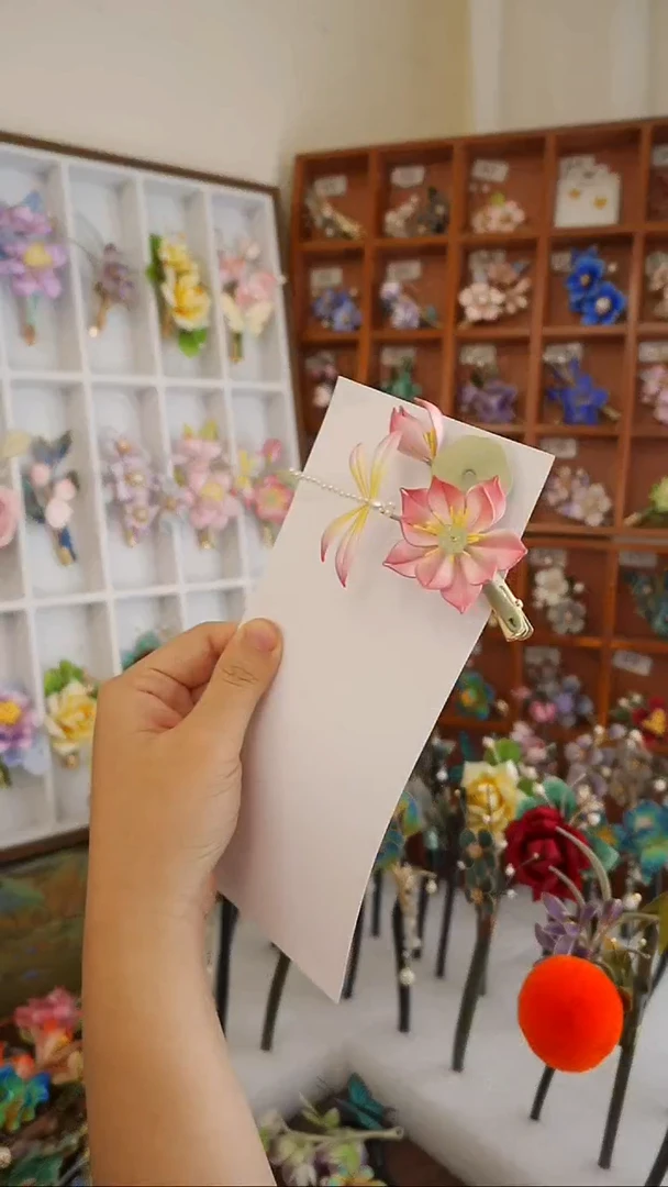 手工非遗绒花发夹