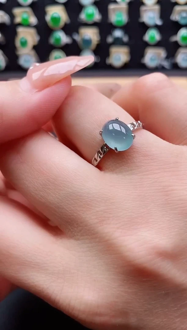 银S925镶嵌戒指翡翠1