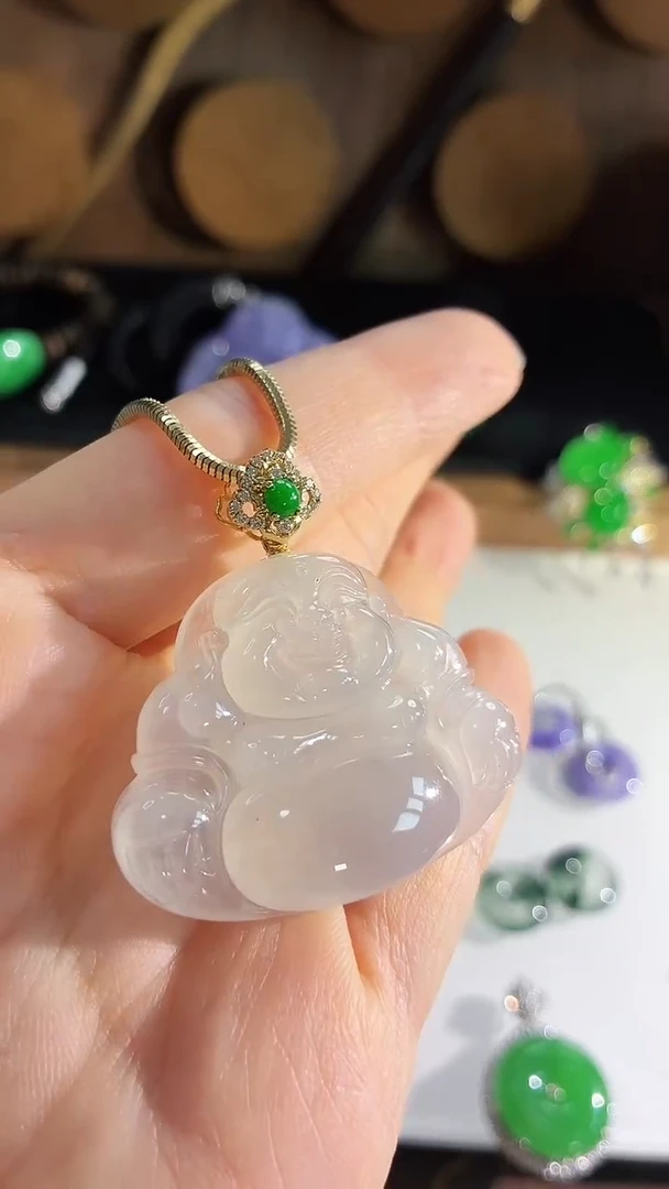 翡翠18K金镶嵌吊坠(不含链)吊坠