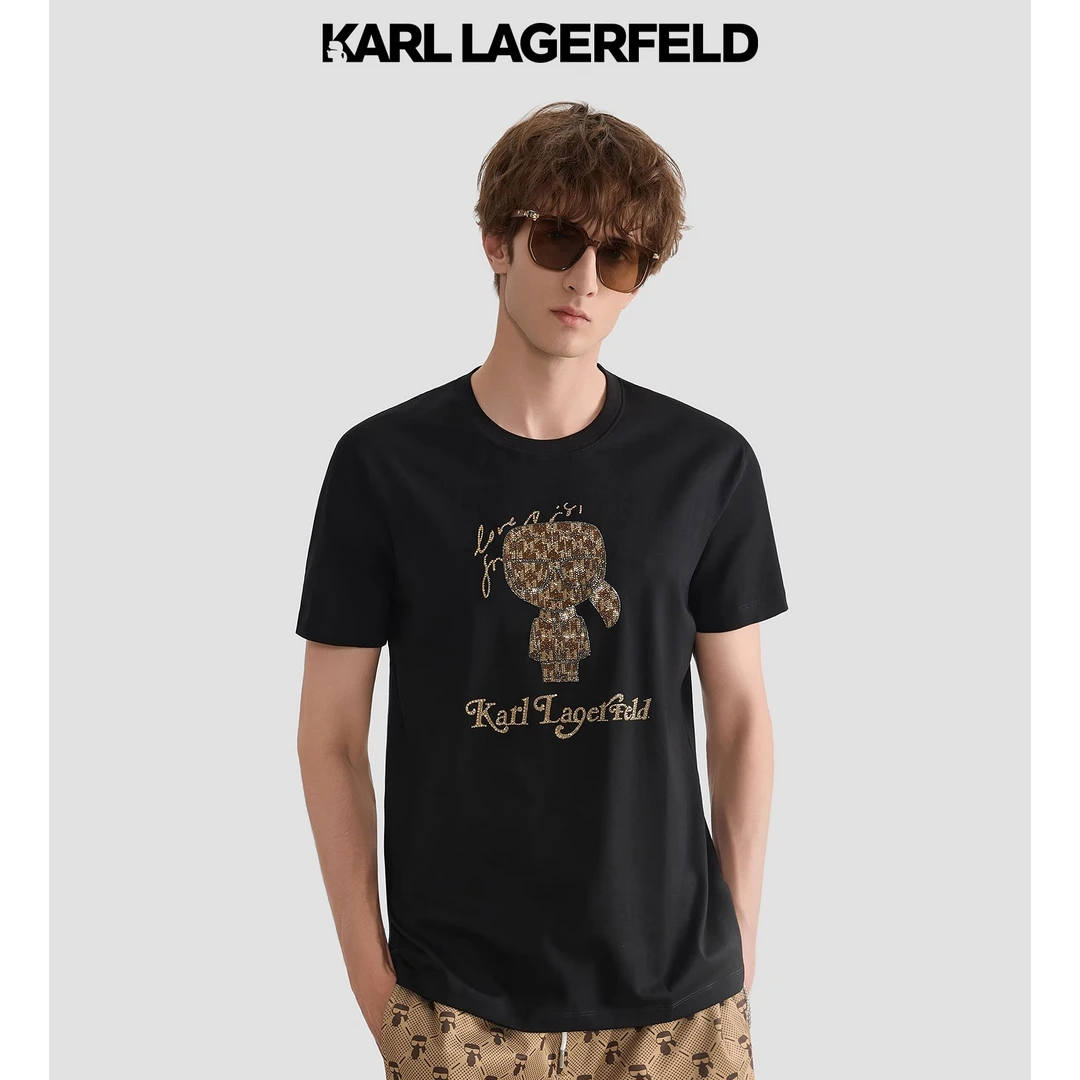 KARL LAGERFELD/卡尔拉格斐KARL大卡通图案纯棉短袖T恤E42M1704