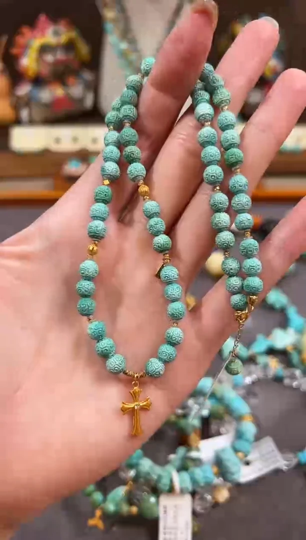 18K金镶嵌绿松石颈饰绿松石项链