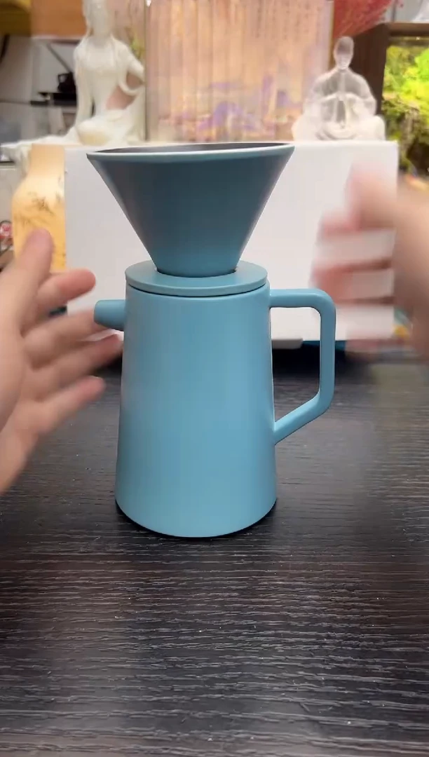 镜湖蓝色咖啡冲泡壶