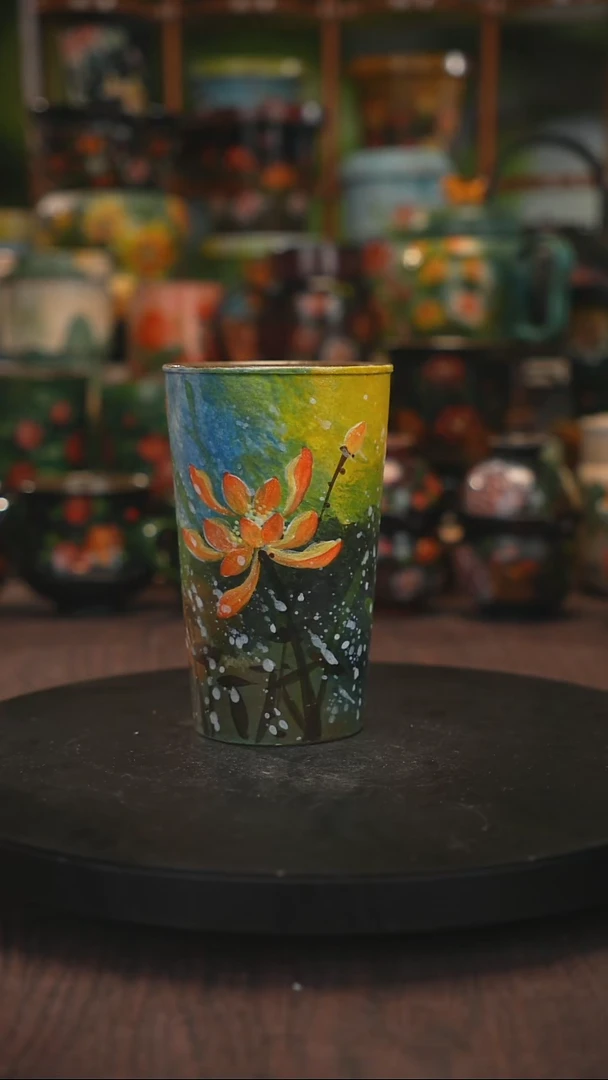 油画手绘釉下彩杯子