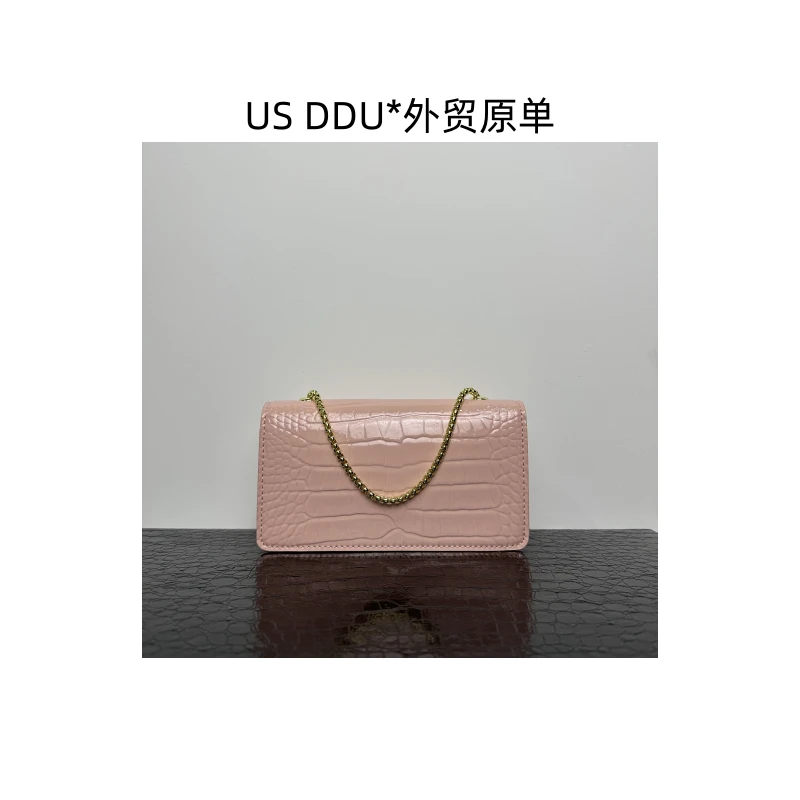 A102 粉色蛇头小豆腐鳄鱼纹单肩斜挎包3816/H010