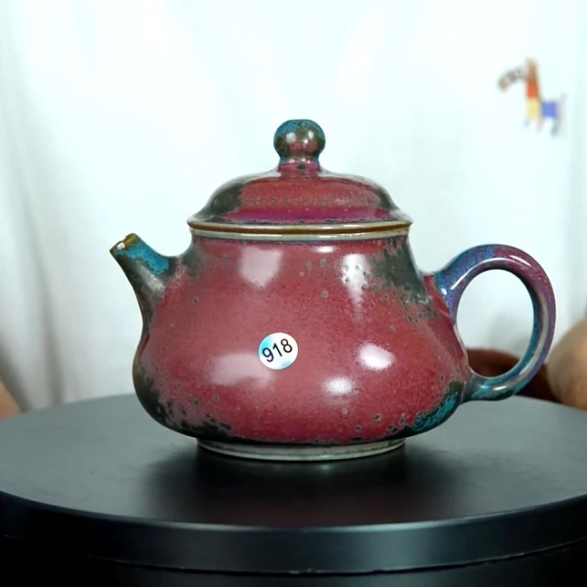 禹州神垕钧瓷卢钧釉茶具主人杯郭义兴礼盒装全手工潘壶210ml茶壶