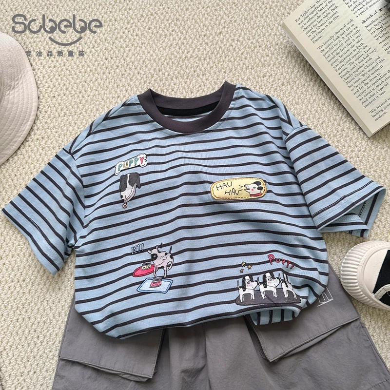 SCBEBE儿童短袖韩版欧若风卡通夏季新款跳绳小鸭短袖T恤AX874