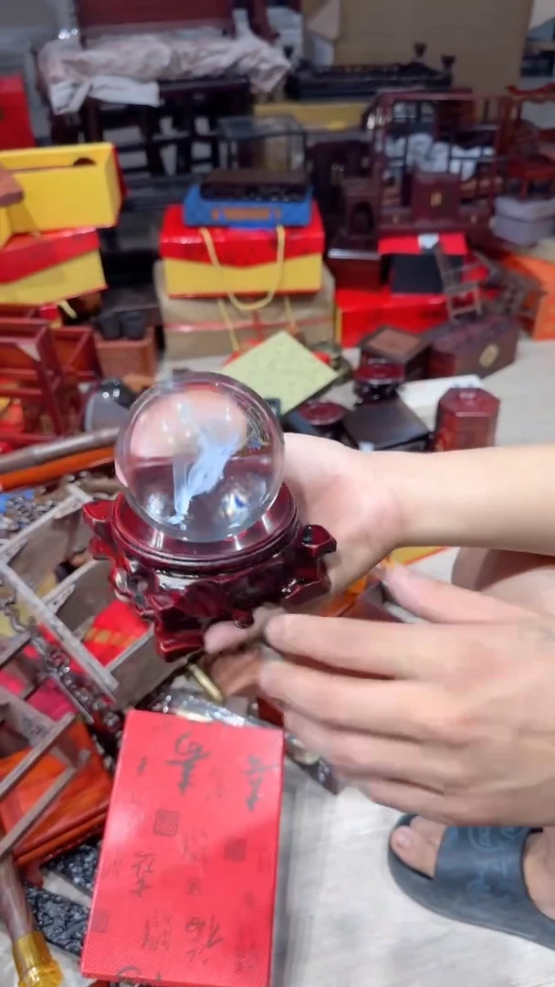 木光头红木工艺品-扣2带底座