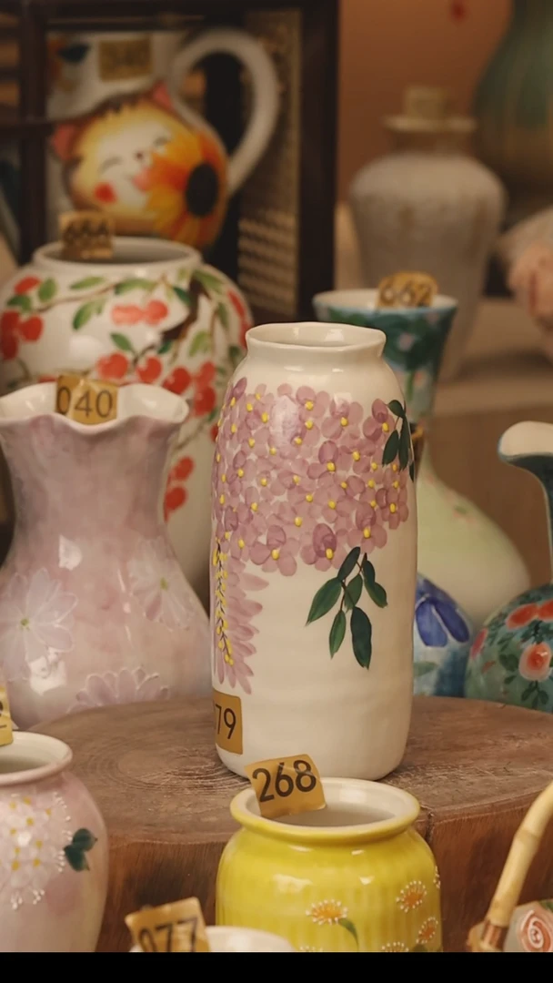 陶瓷景德镇设计师手作花器摆件侘寂风@M079@