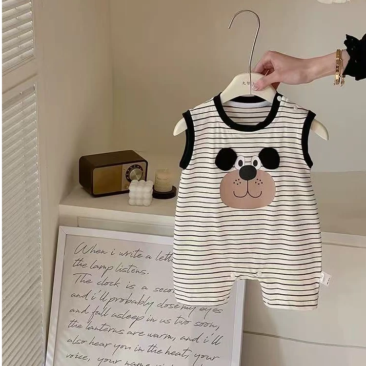 婴儿衣服小狗连体衣夏天季装男女宝宝哈衣小月龄外出服婴幼儿穿搭