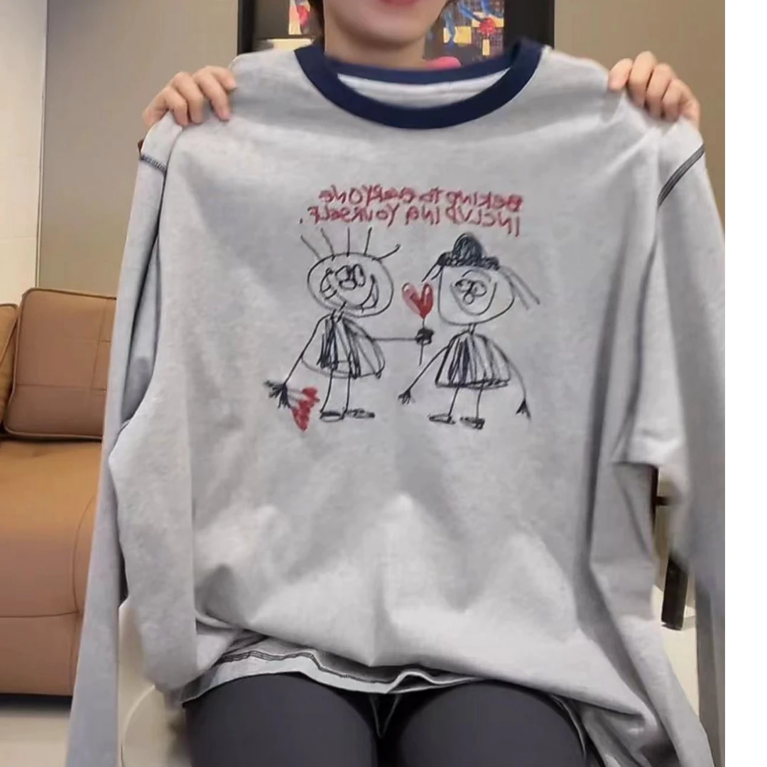 徐靖靖【告白】XH2409065早秋时尚简约休闲显瘦百搭长袖打底T恤