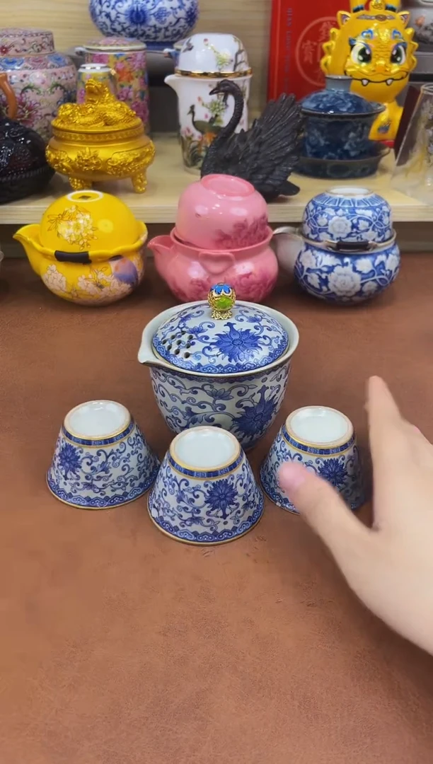 陶瓷茶具摆件旅行套组