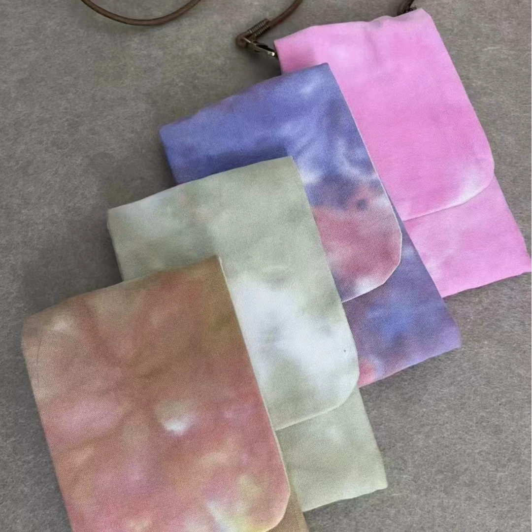 手工布艺扎染斜跨手机包