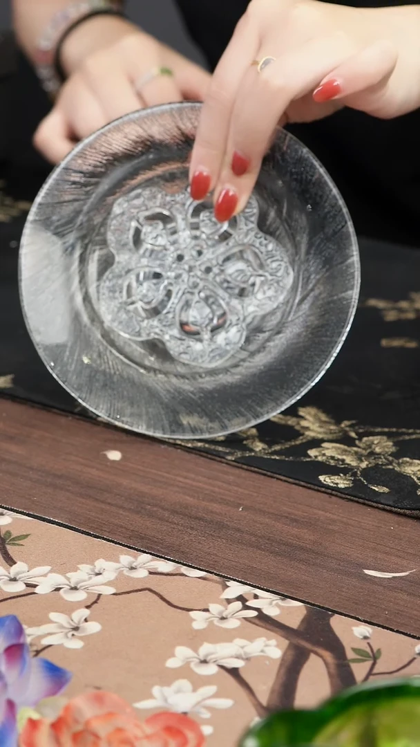 琉璃手工艺品原矿水晶雪花片壶承