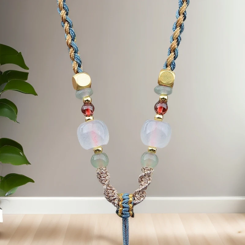 手工编织高端双色吊坠挂绳观音佛叶子唐卡绳子玉石项链毛衣链配绳