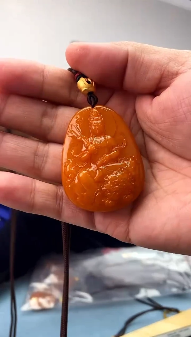 未镶嵌蜜蜡珠宝奇石假一罚十，文殊发一件016