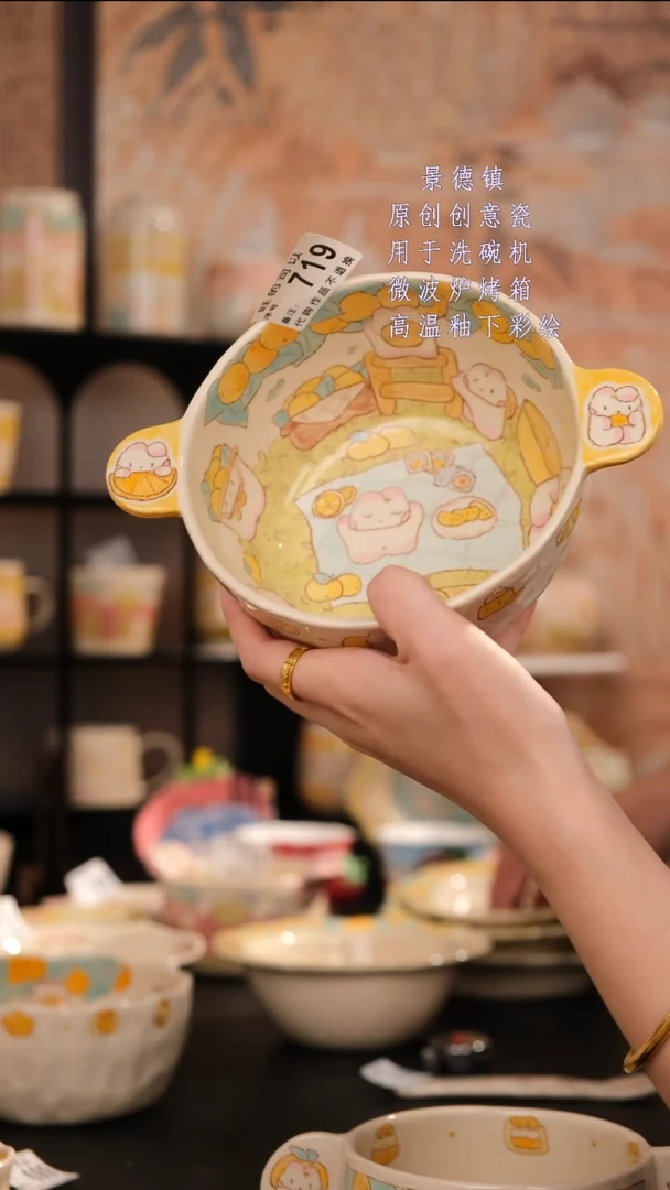摆件景德镇手工手绘设计师款