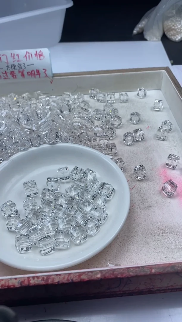 【闪购商品】水晶颈饰未镶嵌w2175白水晶方块10mm*10颗