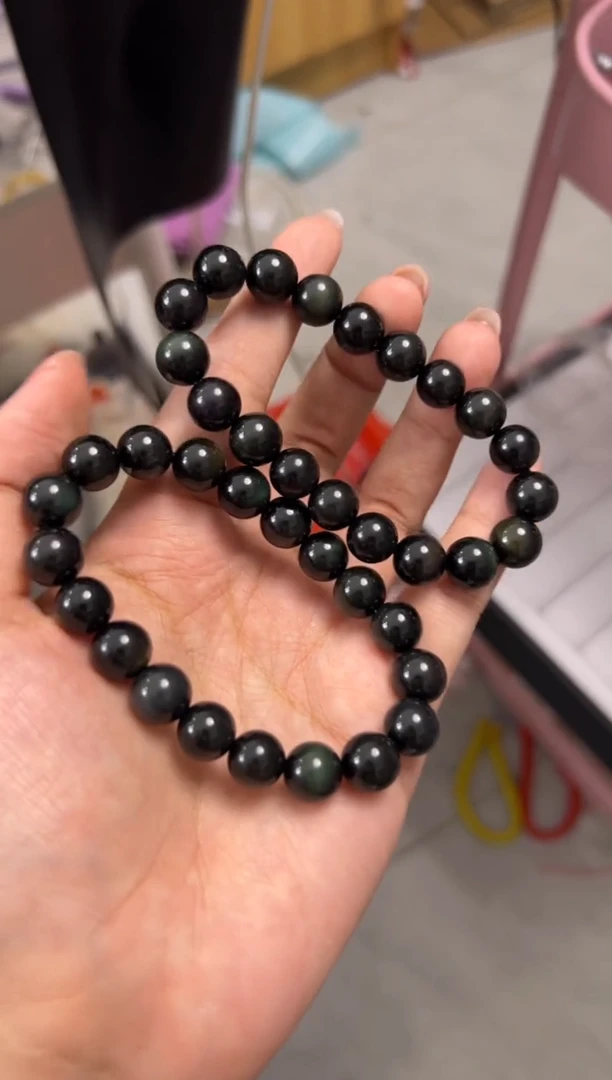【闪购商品】黑曜岩手链未镶嵌10mm彩耀石