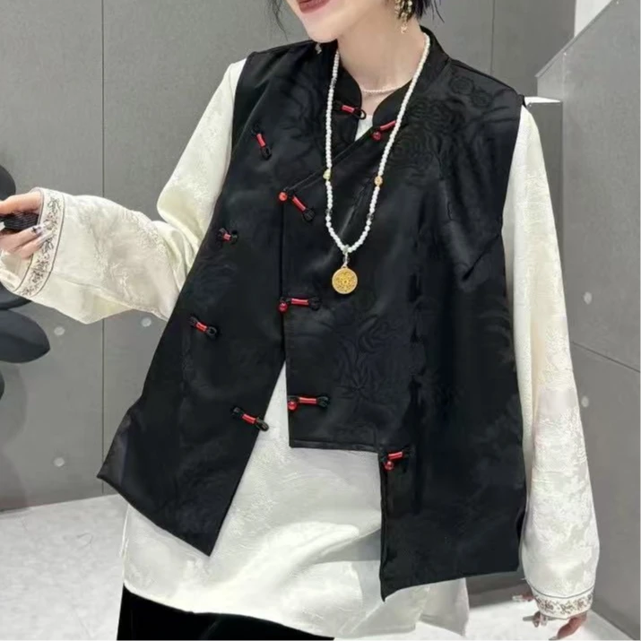 【D乐】春款老钱风新中式国风斜门襟盘扣马甲