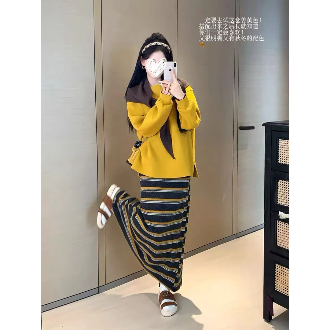 韩系条纹时尚套装韩版气质慵懒风休闲时尚女装两件套