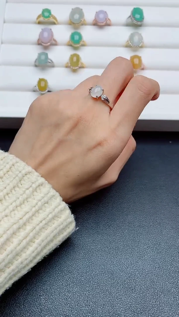 银S925镶嵌戒指翡翠1