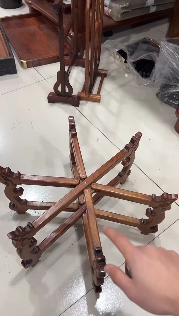 草花梨笔洗架六足111