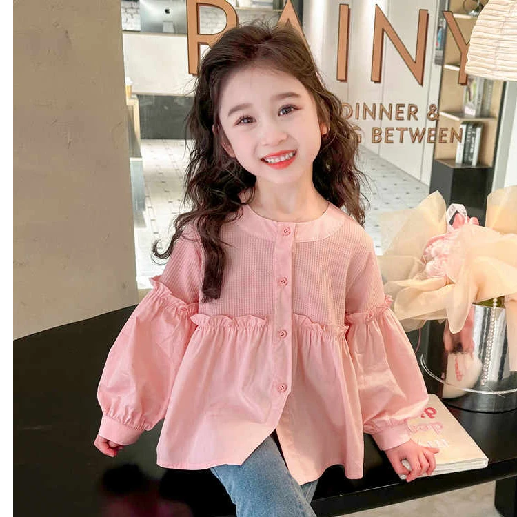 女童衬衫春秋新款儿童洋气棉春季长袖衬衣宝宝休闲秋装上衣