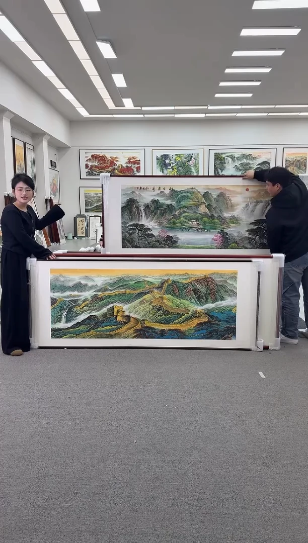 国画手绘219*88万里长城