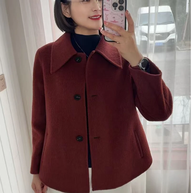 25009款 驼绒+羊毛 高端洋气大衣女正肩气质斗篷洋气春游出行衣服