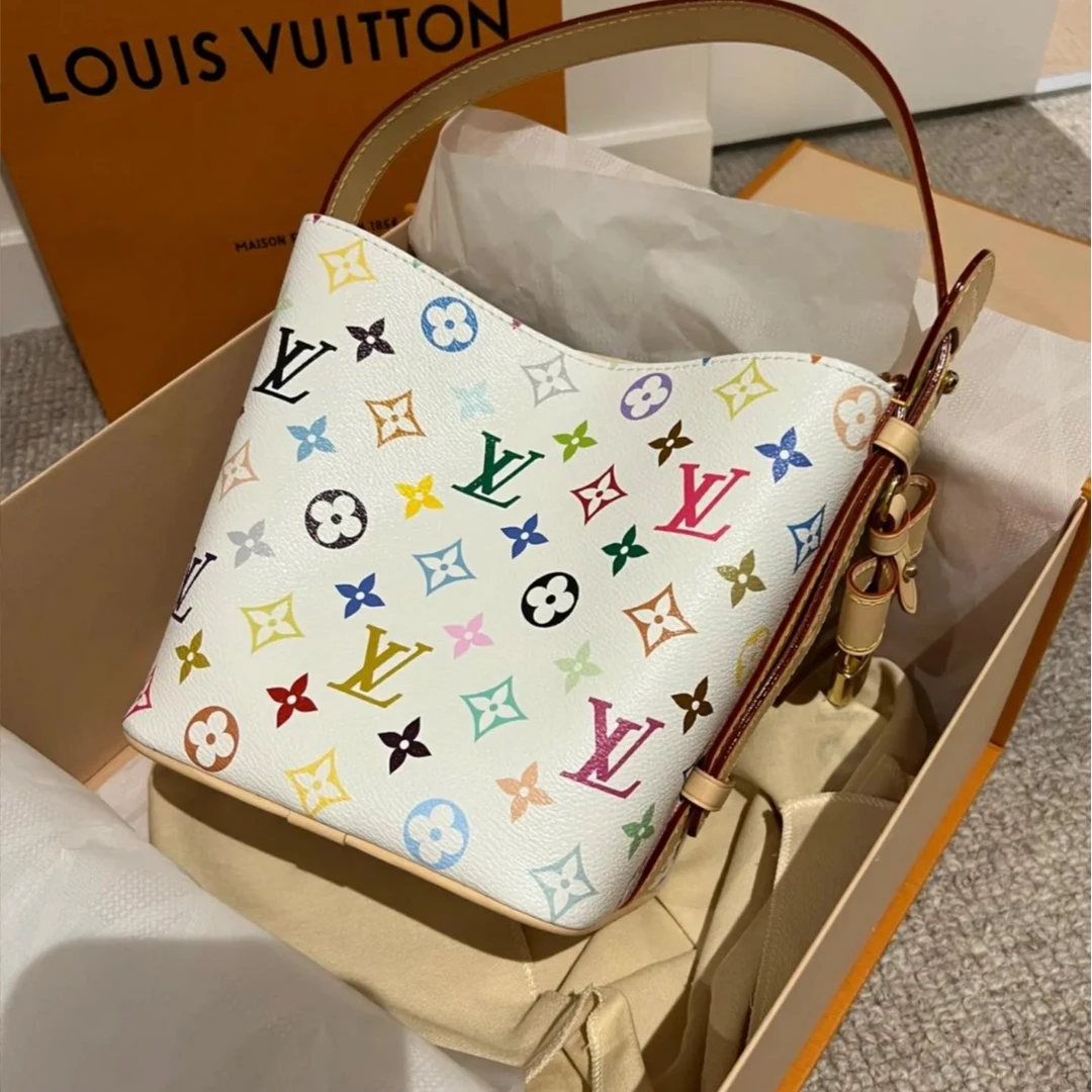 未使用 LouisVuitton/路易威登 小花攀攀 LV BB手袋村上白三彩