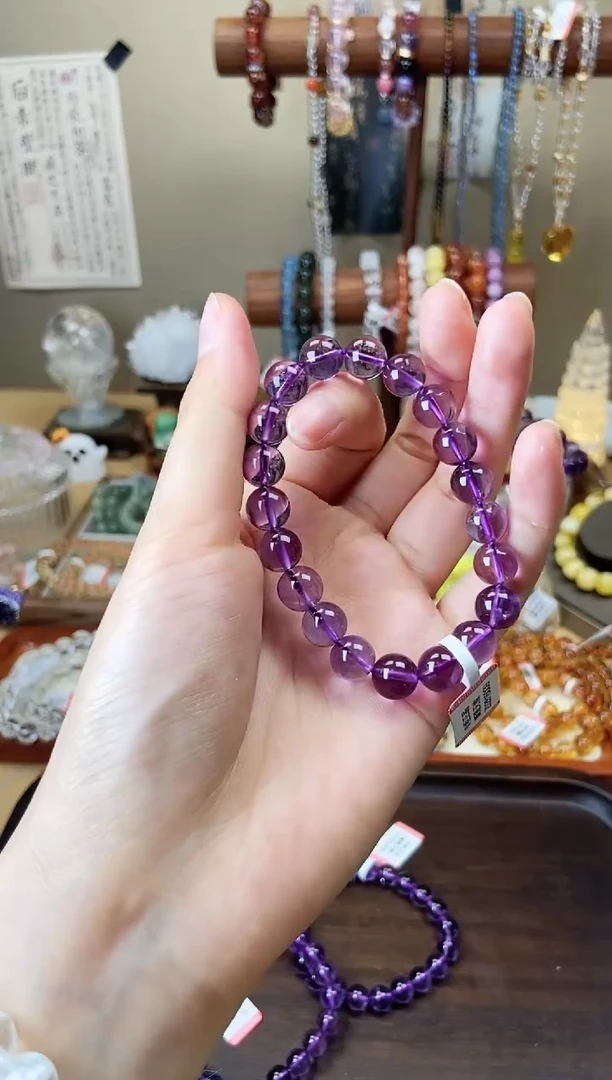 【闪购商品】水晶手链未镶嵌9mm巴西紫水晶