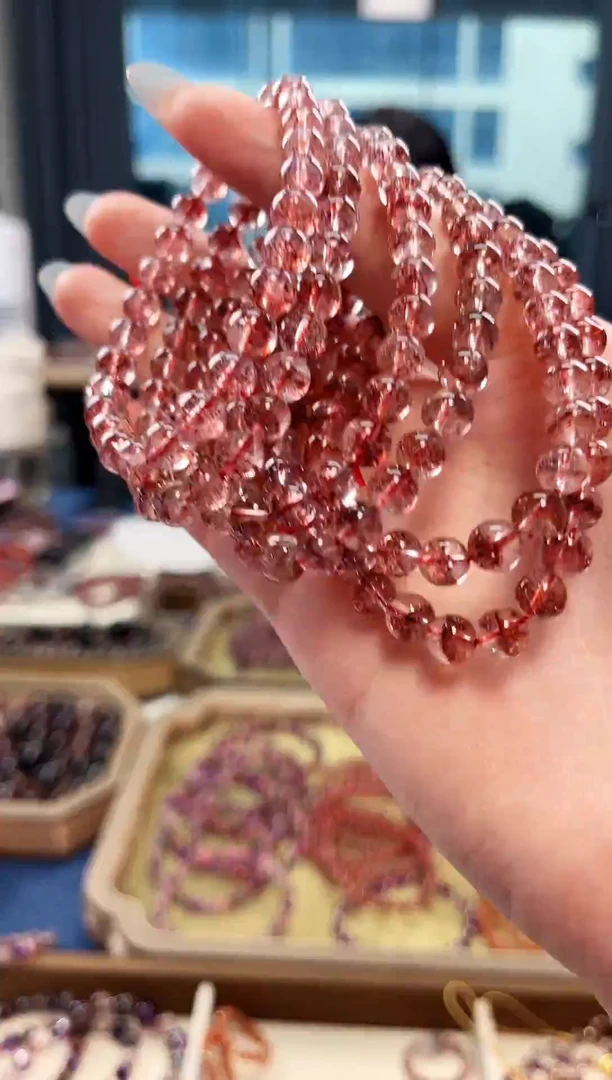 未镶嵌手串水晶金草莓超七单圈手串6mm【多样性发一】