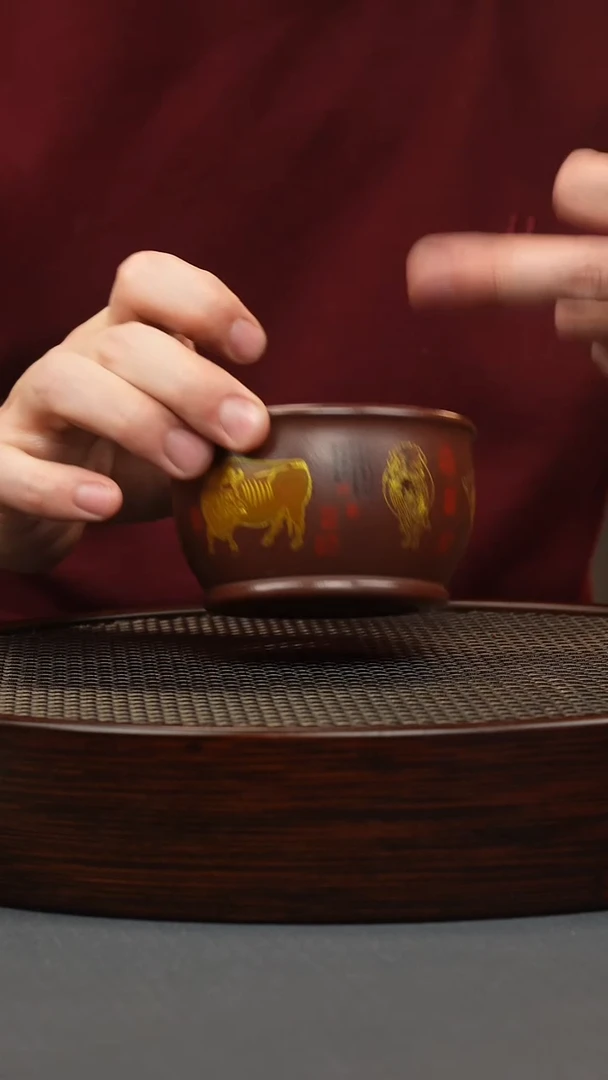 【闪购商品】紫砂茶壶五牛杯石红