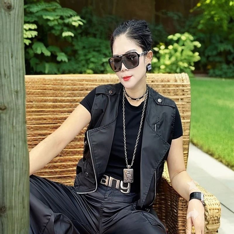 拉链短款薄款马夹裙子