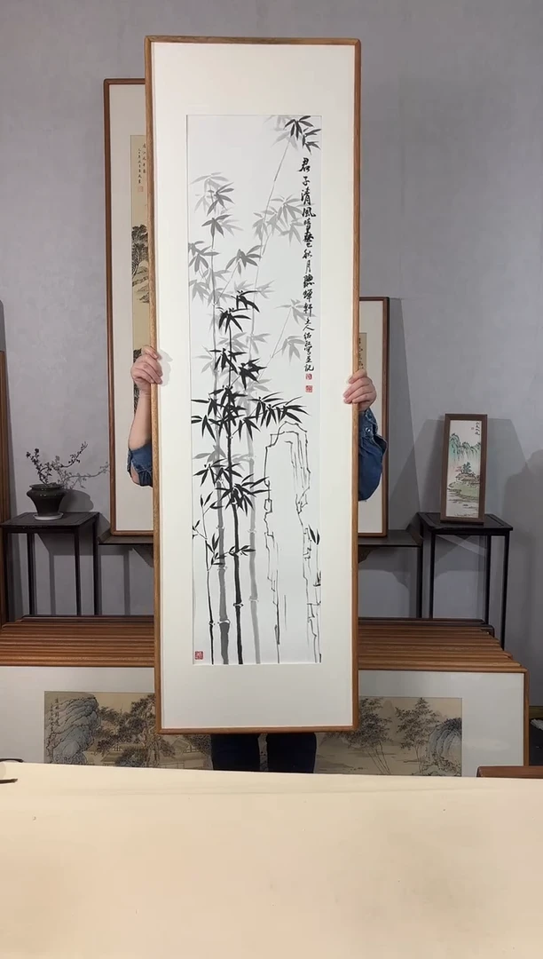 国画手绘*君子清风*52*172cm带框发货
