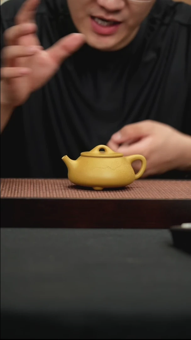 茶壶紫砂黄金段刻绘石瓢壶