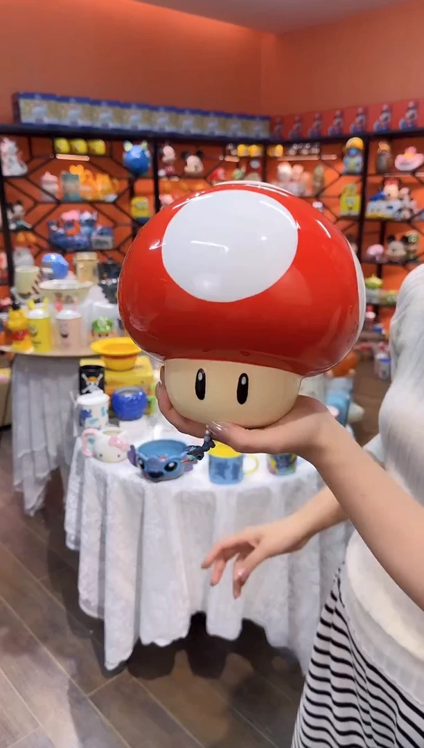 瓷片@@陶瓷蘑菇头饼干罐