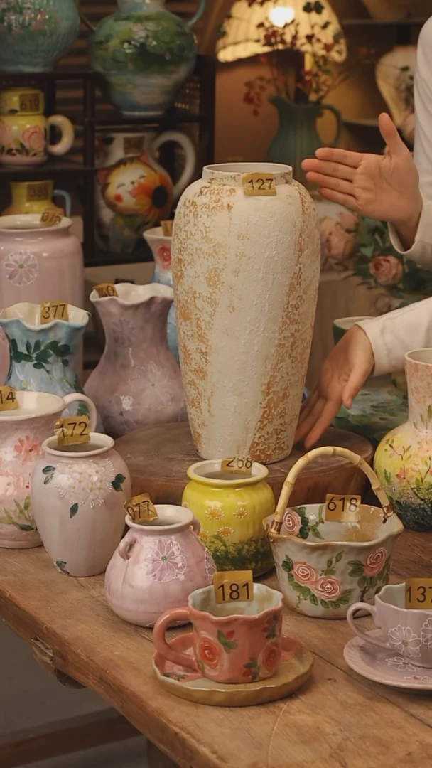 陶瓷景德镇设计师手作花器摆件侘寂风@M127@