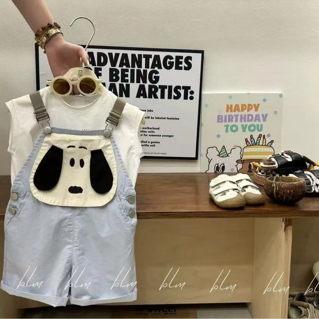 夏季男常规中性套头薄款春秋休闲套装男童牛仔裤小童背带裙韩版