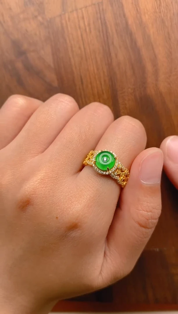 【闪购商品】翡翠戒指银S925镶嵌平安扣戒指