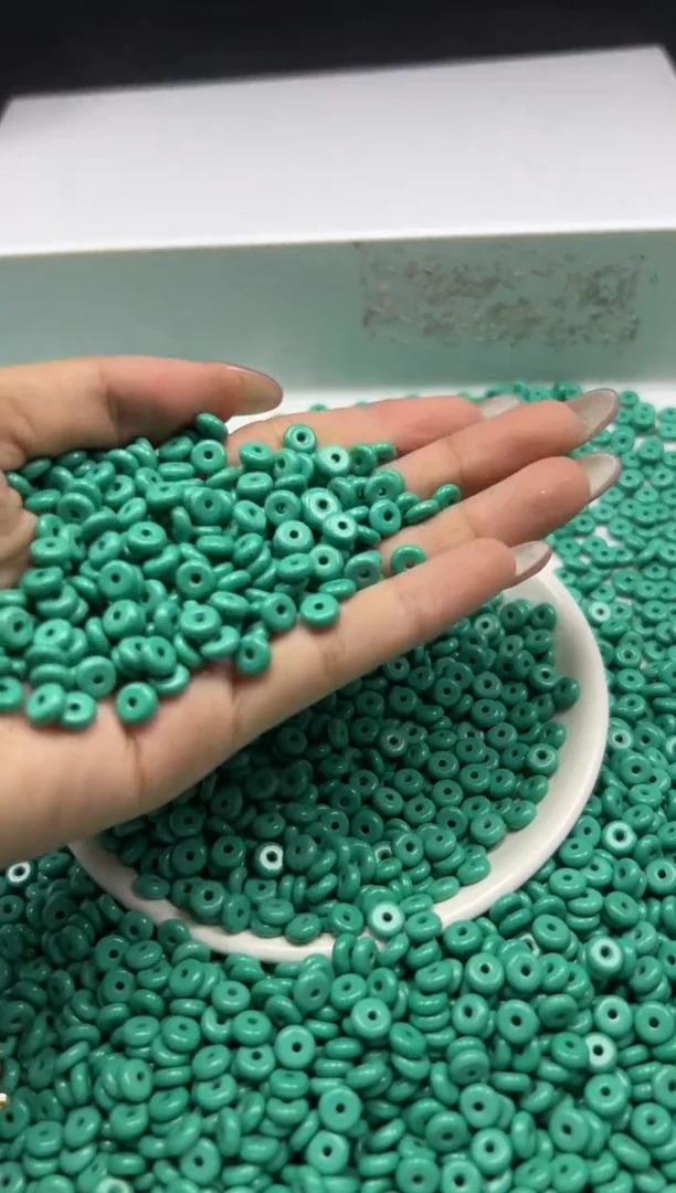 玛瑙/玉髓颈饰未镶嵌w1864高瓷绿*松算盘6*3mm*30颗