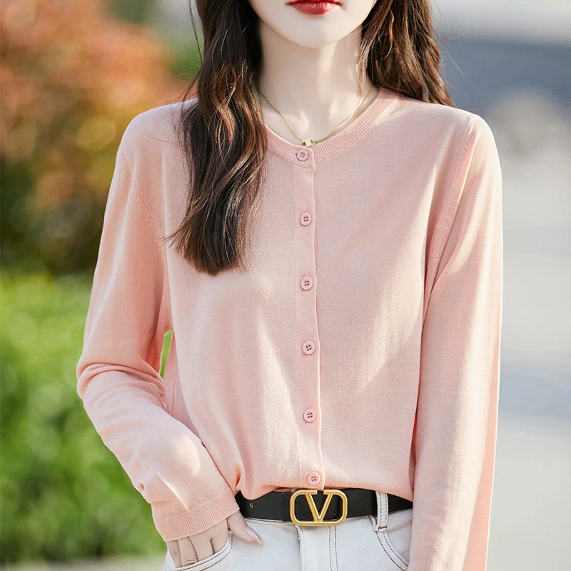 100莱赛尔天丝开衫外套夏季防晒衣女薄款纯色长袖针织衫时尚外搭