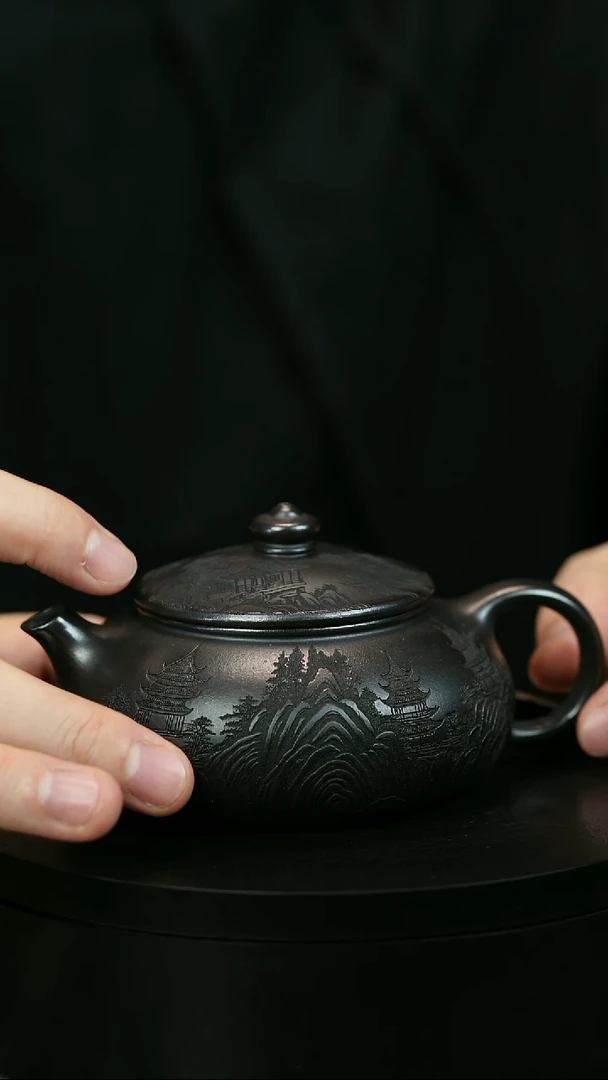 茶壶紫砂大*龙H1823李传荣石黄刻绘寒江