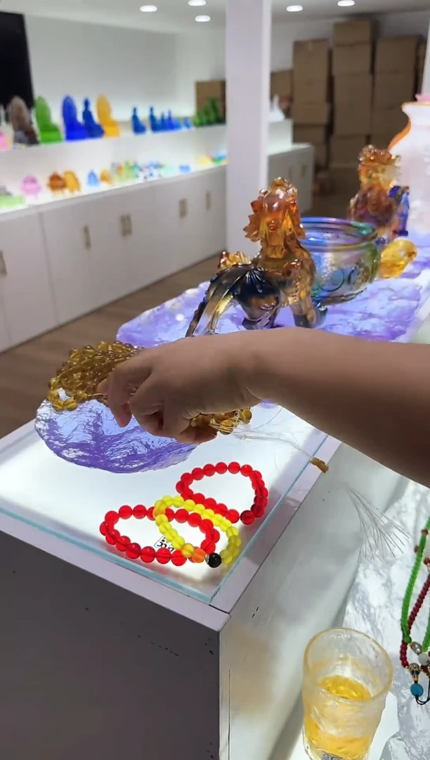 手工艺品琉璃古法琉璃大珠108+2金色裸珠