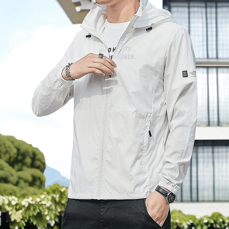 夏季防紫外线薄款防晒衣透气外套男士户外休闲连帽钓鱼骑行防晒服