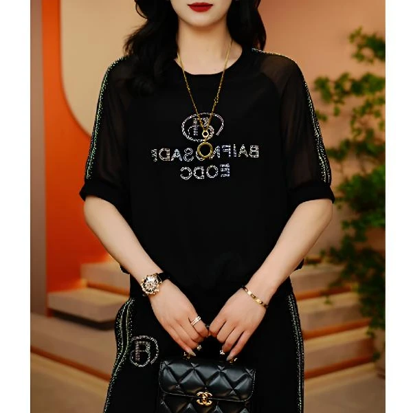 繁星点点-新款2025时尚舒适百搭减龄优雅轻奢气质T恤