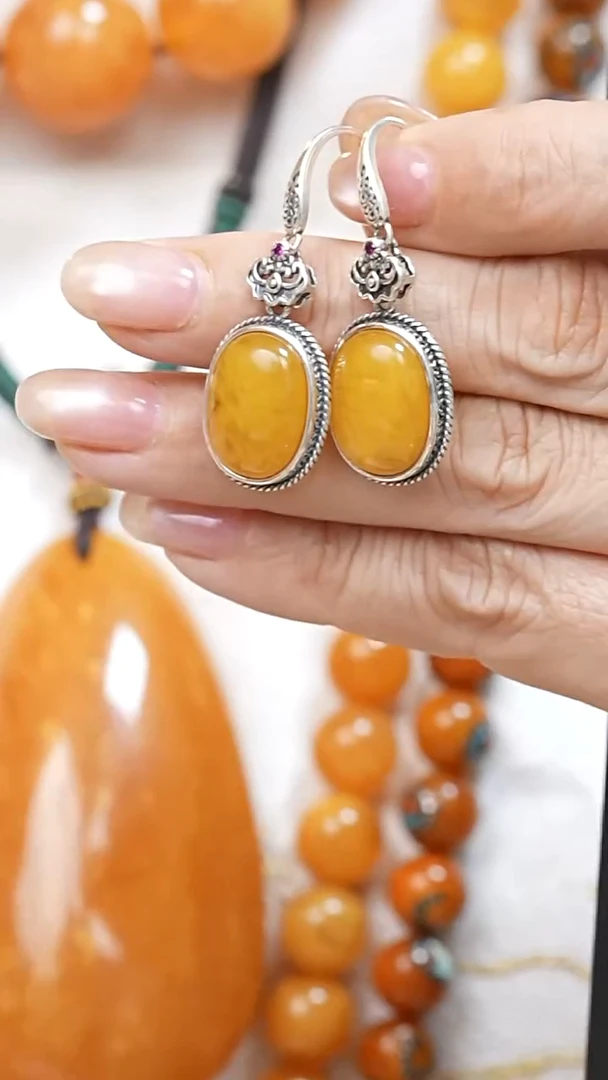 蜜蜡颈饰银S925镶嵌2655天然蜜蜡珠宝奇石全部保真