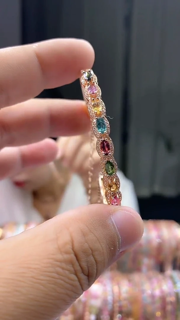 【闪购商品】碧玺手镯银S925镶嵌345354354345