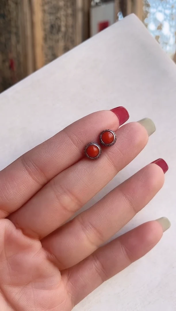 未镶嵌耳钉南红玛瑙保山南红单珠耳钉