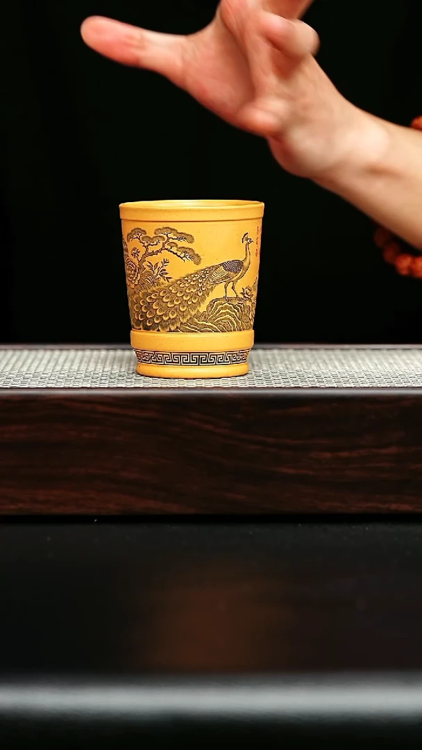 茶杯紫砂宜兴紫砂 主人杯 孔雀杯 黄段 任家娟 h210